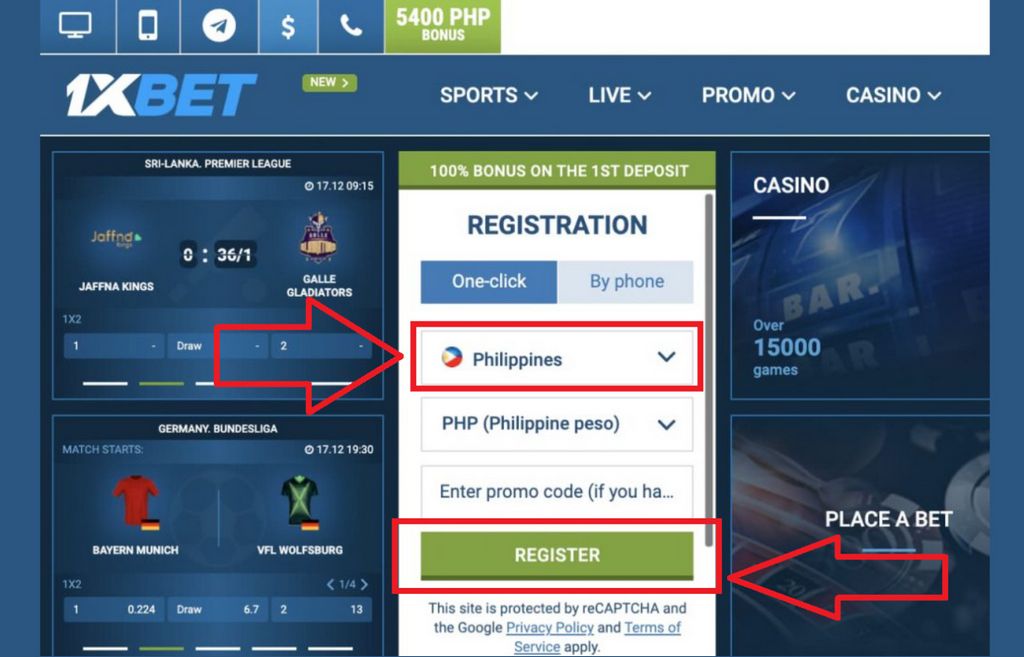 Cara mendaftar di 1xbet